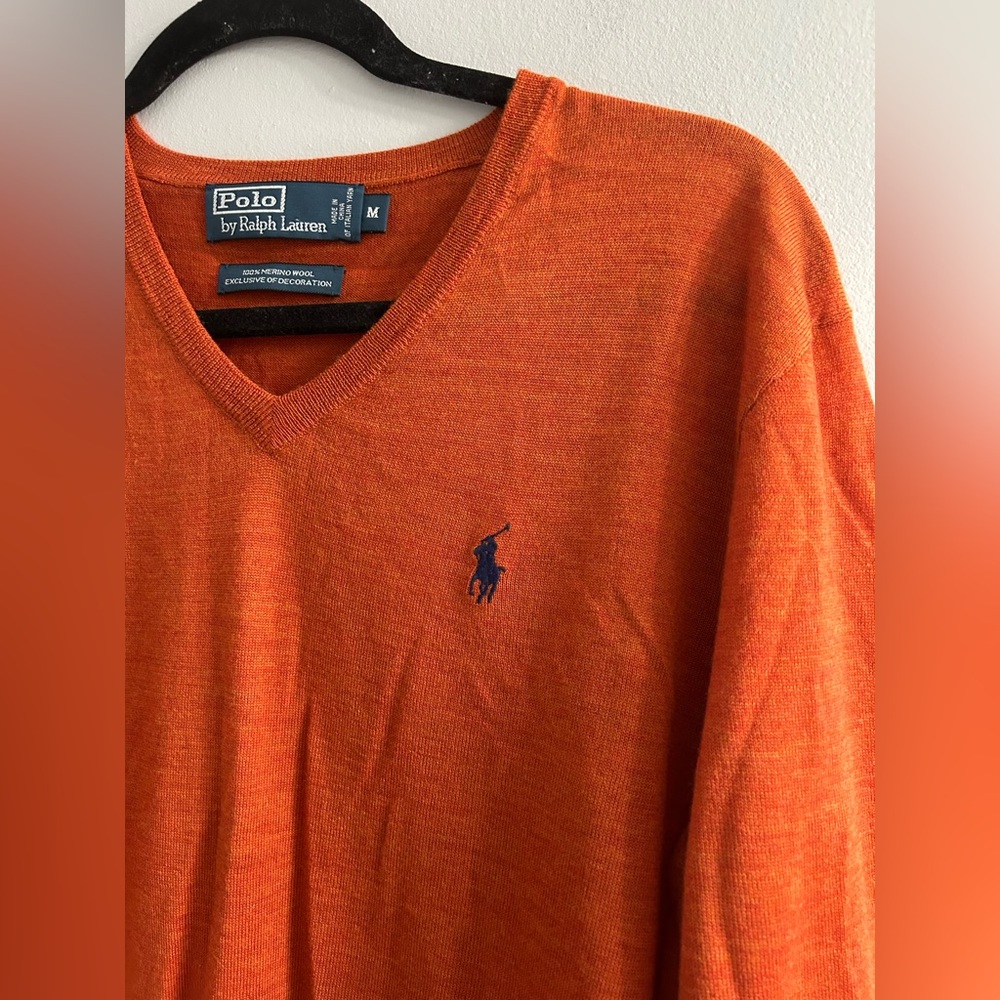 Polo by Ralph Lauren Orange Sweater Merino Wool Italian Yarn